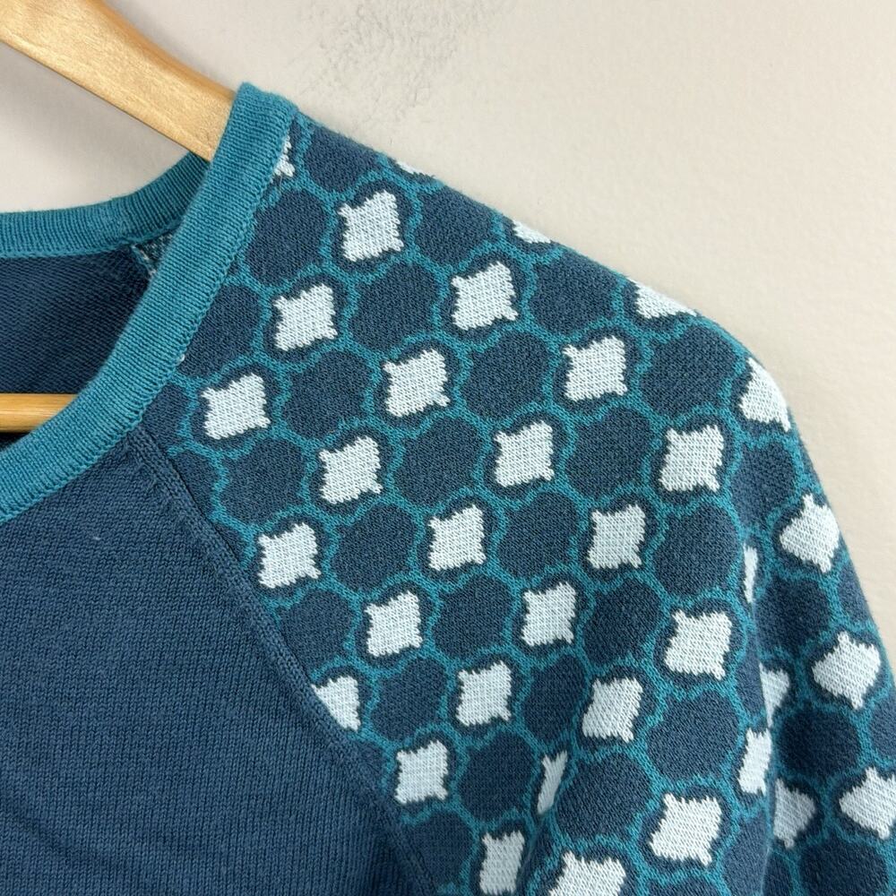 Title Nine Cotton Blend Teal Blue Raglan Sleeve Sweater Size S - Picture 3 of 9